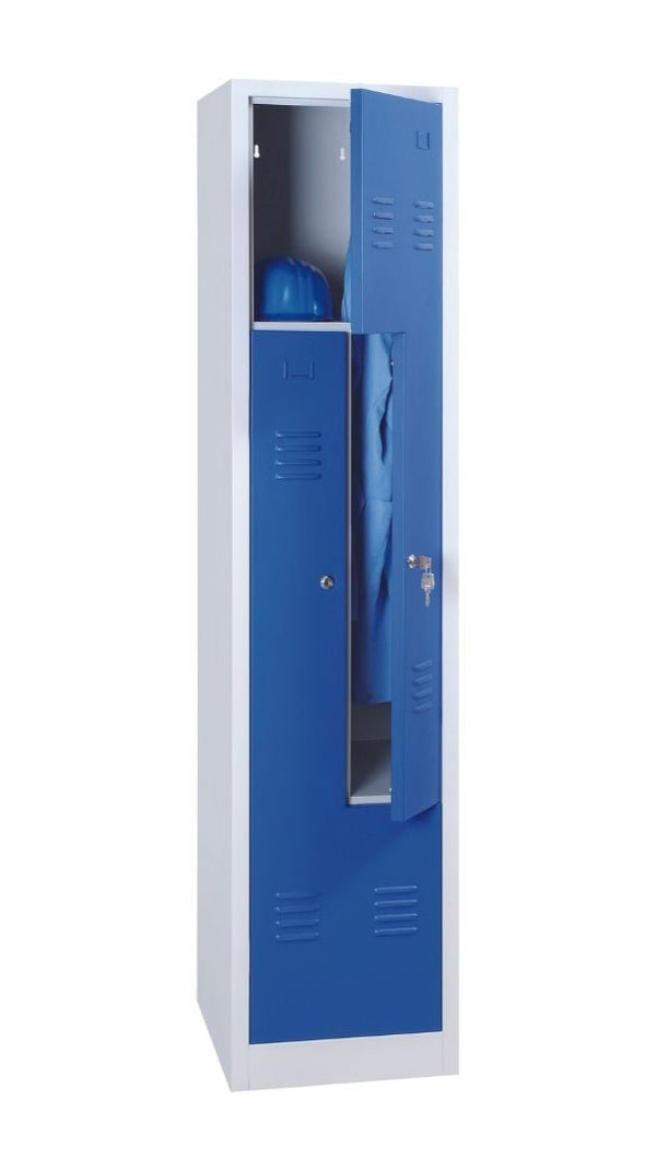 Craft Locker , Z Type , Double Tier , Single Stack , 2 x 1 , 71"h x 16"w x 20"d , Blue Door , Grey Frame Craft Locker , Z Type , Double Tier , Single Stack , 2 x 1 , 71"h x 16"w x 20"d , Blue Door , Grey Frame