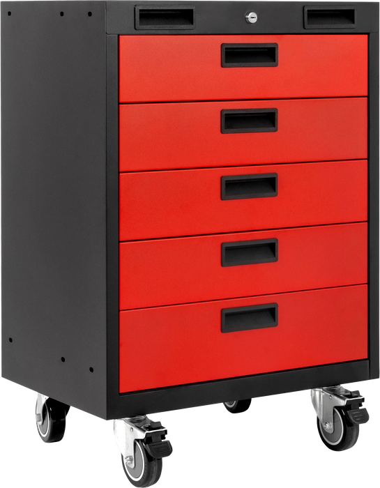 Superior 4 Piece Cabinet Set with Tall Cabinet, Wall Cabinet, Tool Cabinet, Black/Red