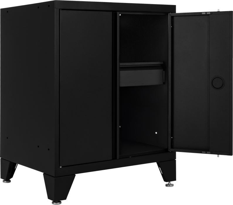 Prestige 4 Piece Cabinet Set with Tall Cabinet, Wall Cabinet, Base Cabinet, Black/Black