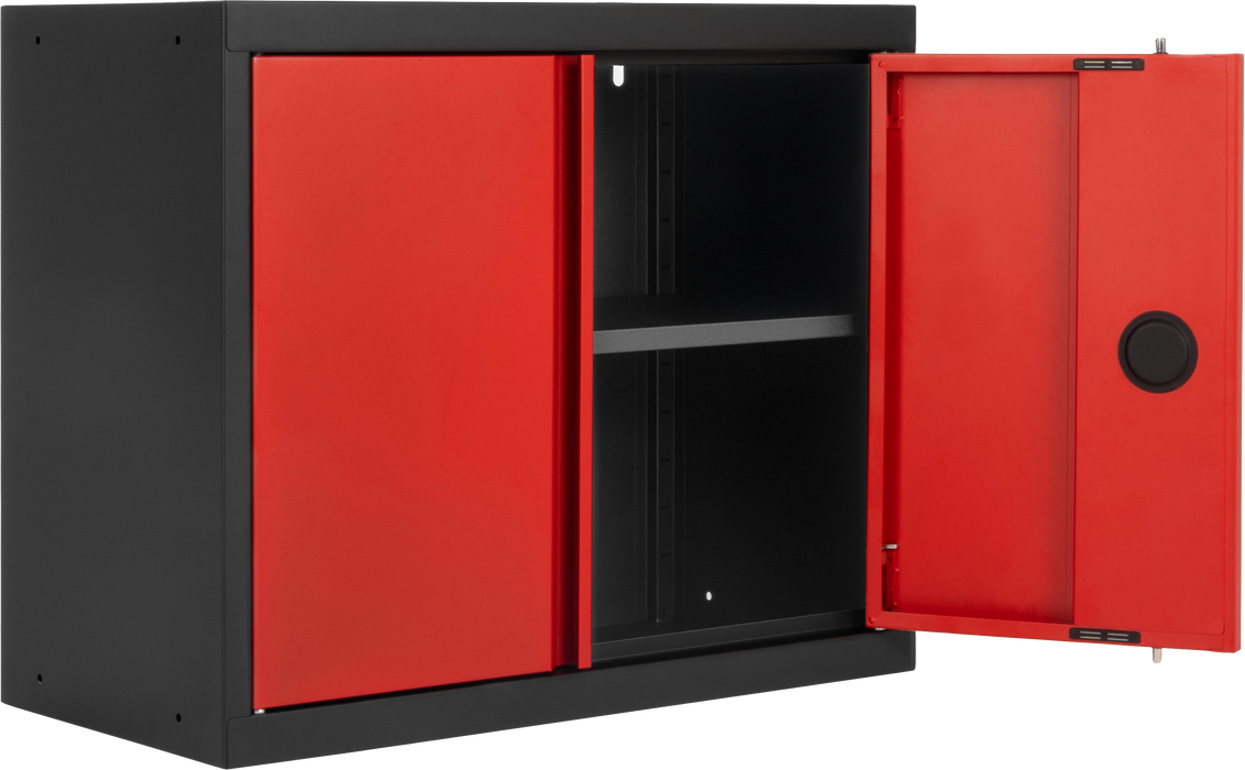 Prestige 4 Piece Cabinet Set with Tall Cabinet, Wall Cabinet, Base Cabinet, Black/Red