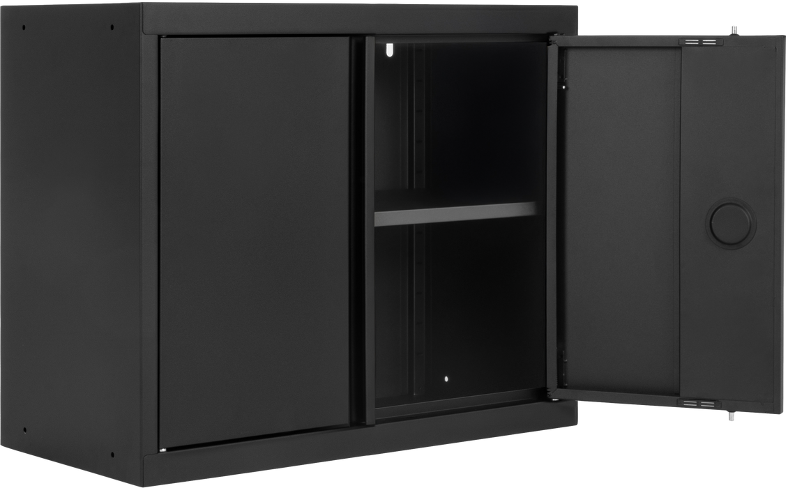 Prestige 4 Piece Cabinet Set with Tall Cabinet, Wall Cabinet, Tool Cabinet, Black/Black