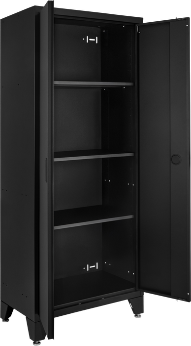 Superior 4 Piece Cabinet Set with Tall Cabinet, Wall Cabinet, Tool Cabinet, Black/Black