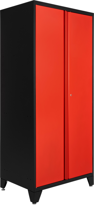 Prestige 4 Piece Cabinet Set with Tall Cabinet, Wall Cabinet, Base Cabinet, Black/Red