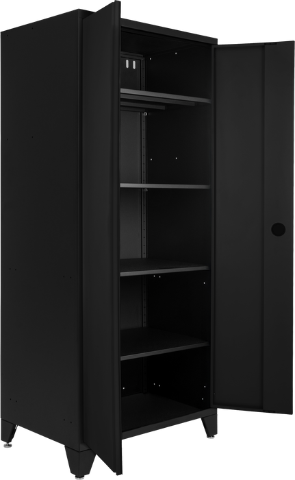 Prestige 4 Piece Cabinet Set with Tall Cabinet, Wall Cabinet, Tool Cabinet, Black/Black