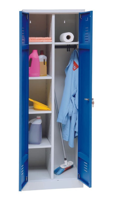 Craft Storage Cabinet , 71"h x 24"w x 20"d , Blue Door , Grey Frame