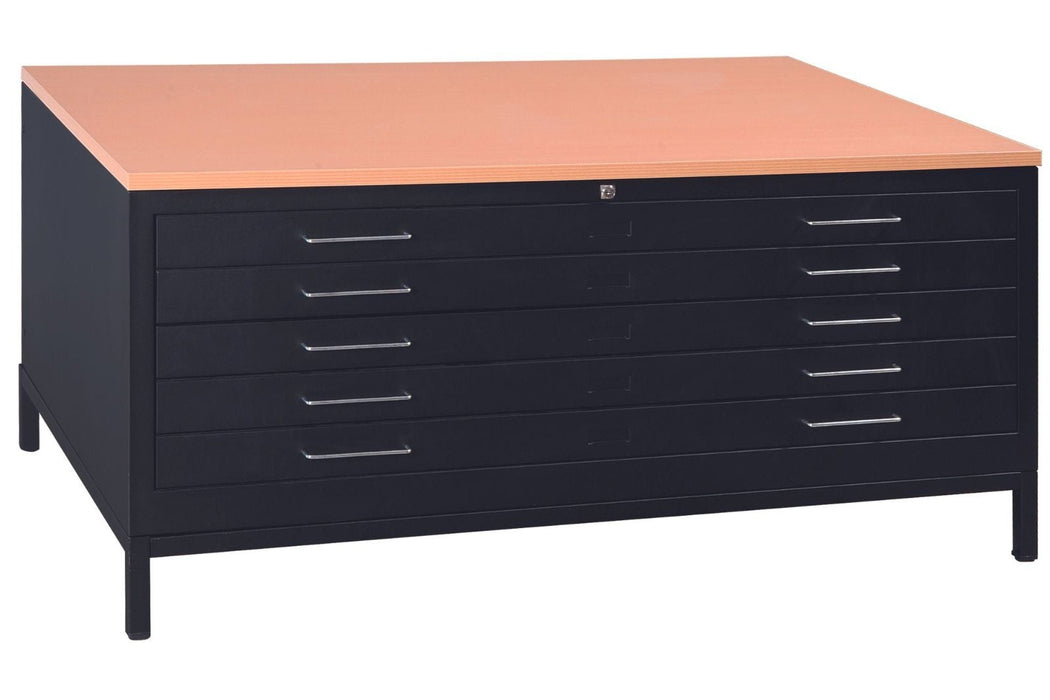 Craft Flat File Cabinet , 21"h x 44"w x 33"d , 5 Drawers , Black