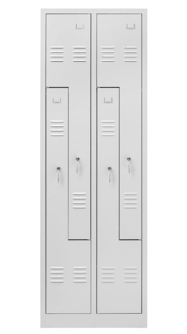 Craft Locker , Z Type , Double Tier , Double Stack , 2 x 4 , 71"h x 31"w x 20"d , Grey Door , Grey Frame