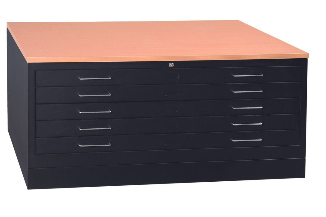 Craft Flat File Cabinet , 21"h x 44"w x 33"d , 5 Drawers , Black