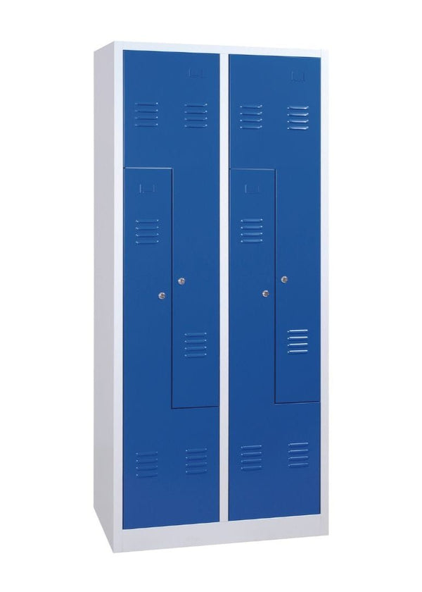 Craft Locker , Z Type , Double Tier , Double Stack , 2 x 4 , 71"h x 31"w x 20"d , Blue Door , Grey Frame