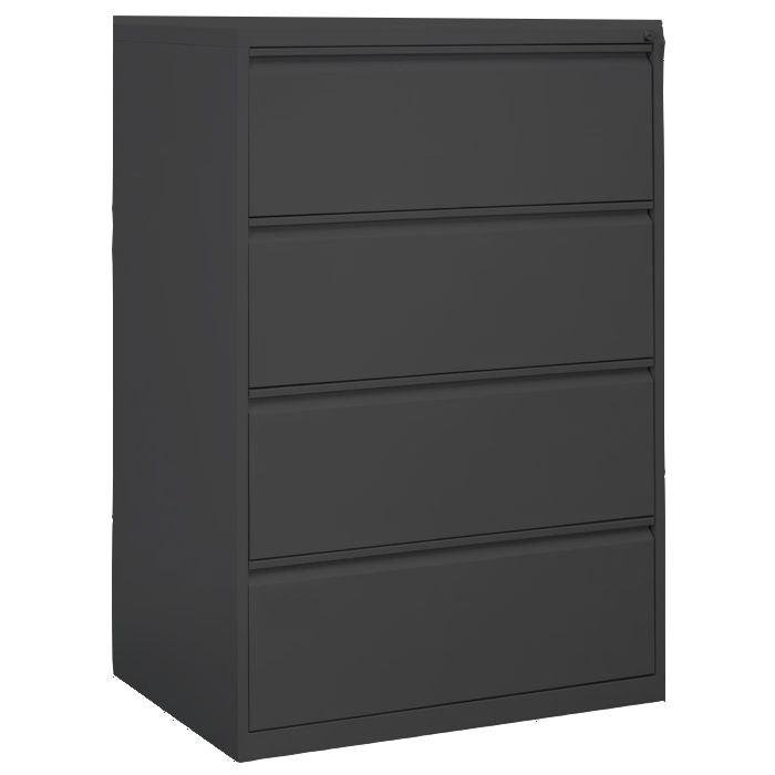 Craft Lateral File Cabinet , 52"h x 47"w x 18"d , 4 Drawers , Black