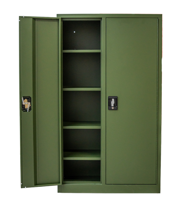 Craft Gun Security Cabinet , Double Door , 55"h x 32"w x 10"d , Green