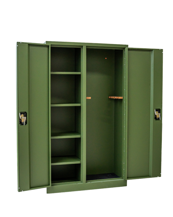 Craft Gun Security Cabinet , Double Door , 55"h x 32"w x 10"d , Green