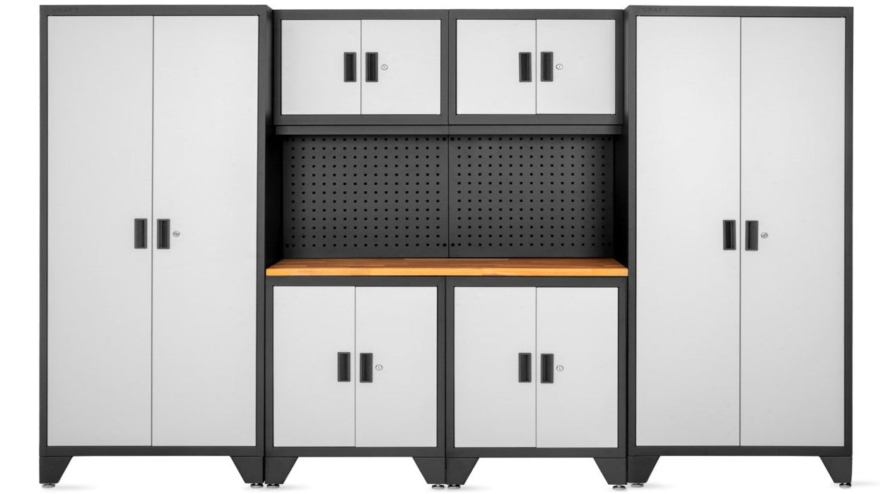 CRFT-S007171.G/B Superior 9 Piece Cabinet Set with Tall Cabinet, Wall Cabinet, Base Cabinet, Black/Grey