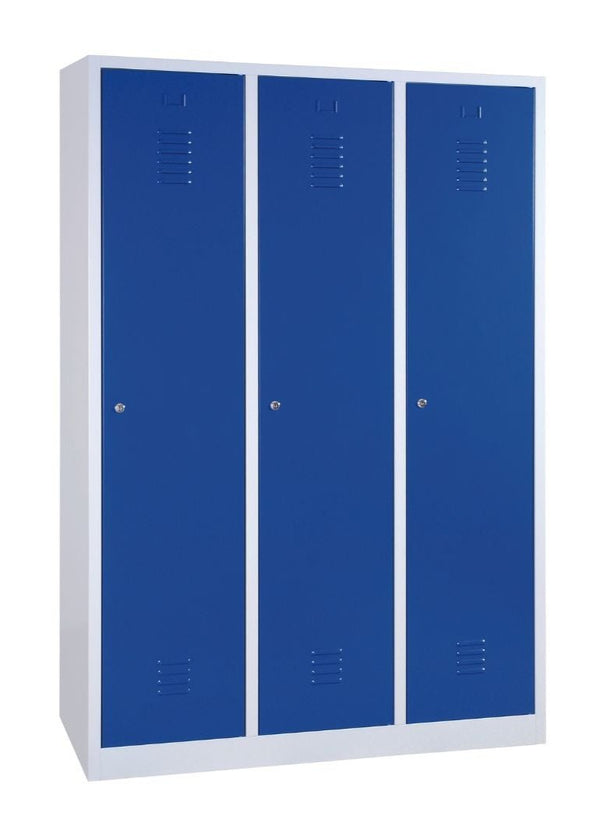 Craft Locker , Single Tier , Triple Stack , 1 x 3 , 71"h x 47"w x 20"d , Blue Door , Grey Frame