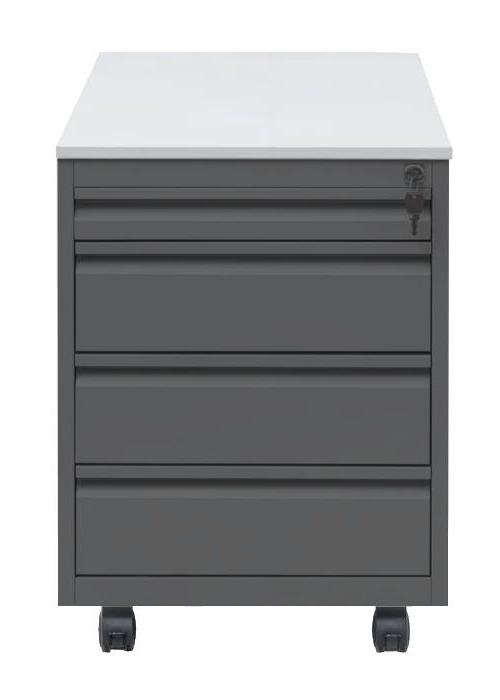 Craft Mobile Pedestal , 24"h x 18"w x 31"d , Black , 3+1 , ( 3 shallow + 1 pen drawer )